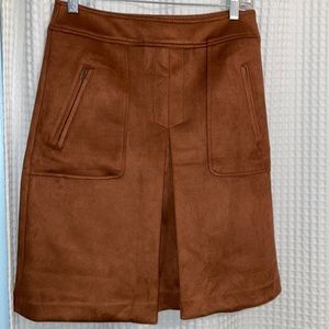LOFT Outlet brown faux suede A-line skirt